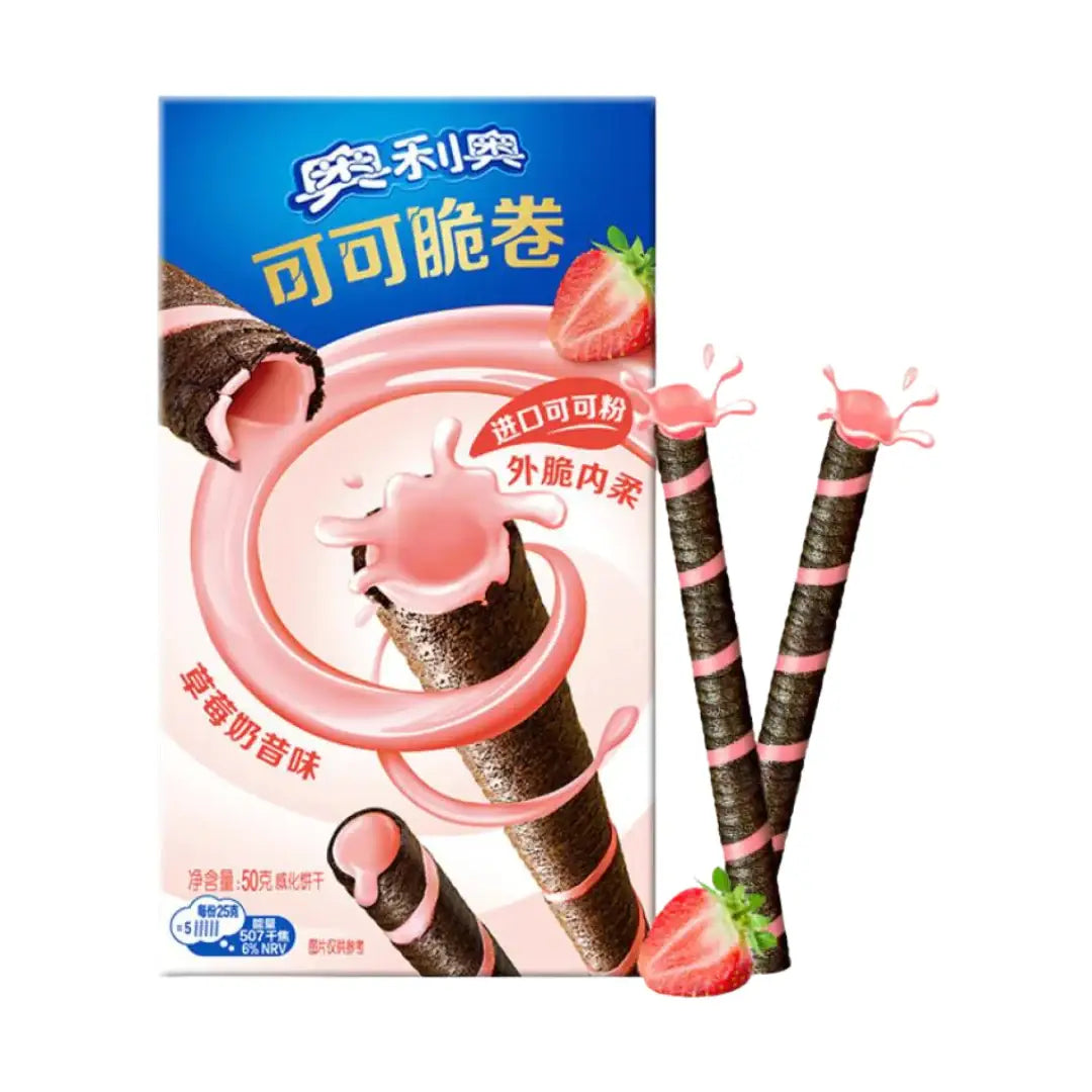 Oreo Wafer Rolls Strawberry Milkshake (China)